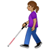 👩🏽‍🦯 woman with white cane: medium skin tone display on Samsung